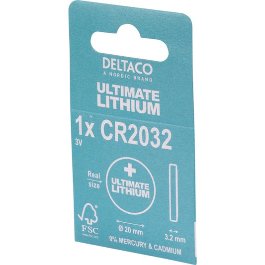 DELTACO Lithium 2032, 3V - 1 stk (50)