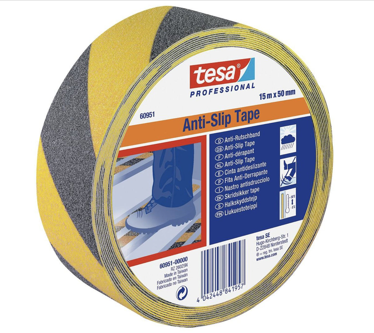 TESA Skridsikker tape, gul/sort - 15m x 50mm (3)