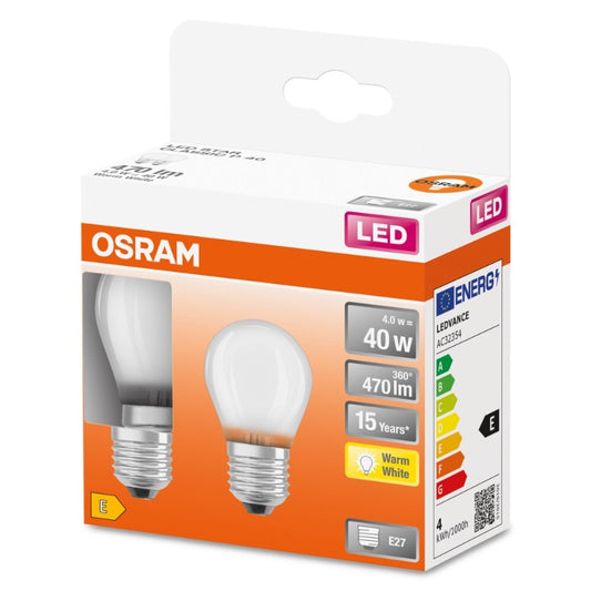 OSRAM 2-pakk krónupera E27 - 4w=40w (10)